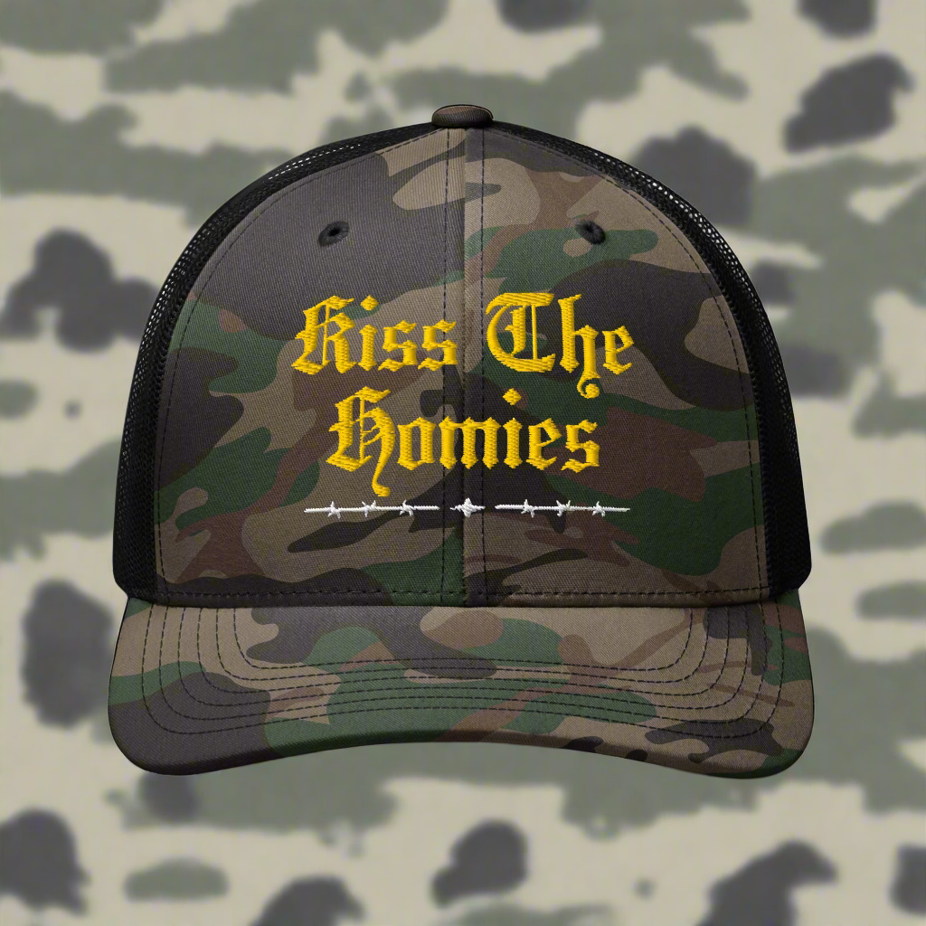 Kiss The Homies Camo Trucker Hat